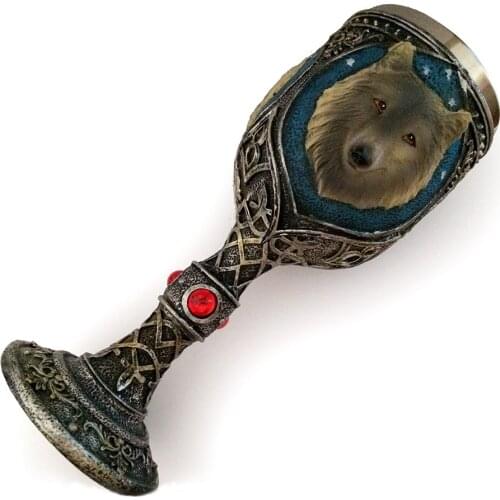 Viking Wolf Head Goblet Stainless Steel Creative Cup Strong Bar Vodka Goblet Wolf King Red Diamond