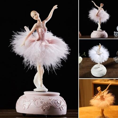 Ballerina Rotating Music Box Ornament with Plume Skirt Durable Long Lasting Finer Details Best Gift for Women Girls can CSV