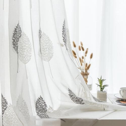MRTREES Embroidered Voile Curtains For Bedroom Window Curtain For Living Room Sheer Curtains Blinds Custom Made Drapes