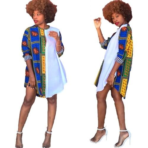 African Clothing Fashion Shirt Skirt Female Print Half Open Collar Loose Miniskirt Summer New Style Casual Dress Vestidos 3XL