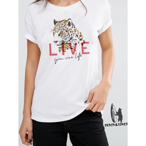 Brooklyn jones Vintage Leopard Retro Print Pure cotton T-shirt Casual Funny For Lady Girls Top Tee
