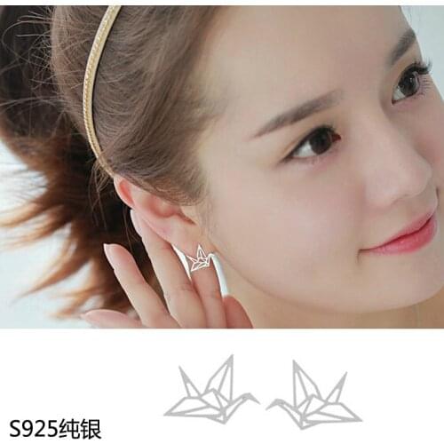 New Hot Fashion 925 Sterling Silver papercranes Earrings for Women Girls Gift Fashion Statement Jewelry