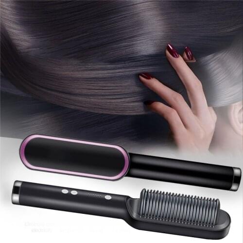 For Women Adjustment Temperature Hair Straightener Ionic Brush Straighteners Comb Hot Curling Iron Hair Curler Fast Delivery