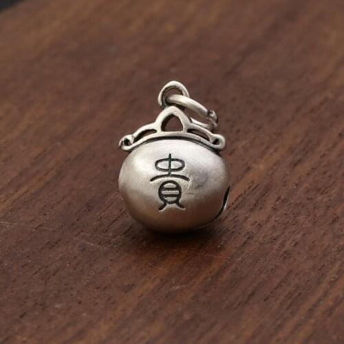 Emith Fla 925 Sterling Silver Necklace Pendants for Women And Men Fashion Jewelry Ethnic Vintage Bell Design Pendants Punk Rock