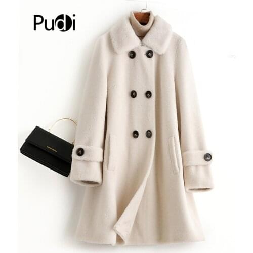 Pudi Women Real Wool Fur Coat Jacket Trench Winter Warm Female Sheep Shearing Over Size Parkar Coats A50042