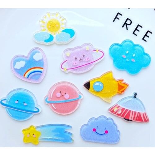 10/20pcs New Cute Acrylic Mini Beautiful Space Series Flat Back Cabochon Scrapbook Kawaii DIY Embellishments Accessories L21