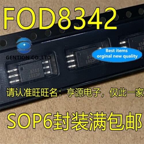 10Pcs FOD8342 F0D8342 Optocoupler Silkscreen 8342 SOP-6 in stock 100% new and original