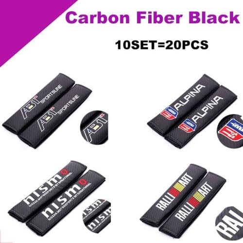 20pcs for All Car Styling Carbon Fiber Black ABT ALPINA Ralliart Nismo Car Interior Padding Auto Seat Belt Covers Decoration
