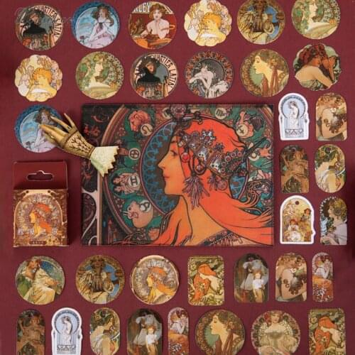XINAHER 46 PCS Boxed Stickers Music Series Retro Decoration Sticker Flakes Scrapbooking Gift Girl School Supplies