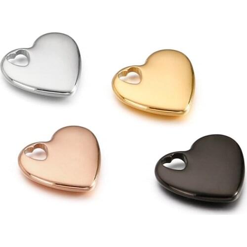 5pcs/lot 18*18mm Stainless Steel Heart 4 Color Cute For Necklace Pendant Charms DIY Jewelry Making Accessories Wholesale