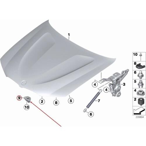 51237295780 Car Cover lock spring Suitable for X3b mw2011-2014 28i 20i Front cover lock spring Lock hook spring Car lock spring