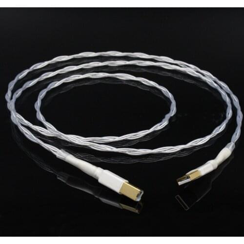 6N Single crystal copper silver plated USB sound card line DAC data line square port A-B fever audio cable