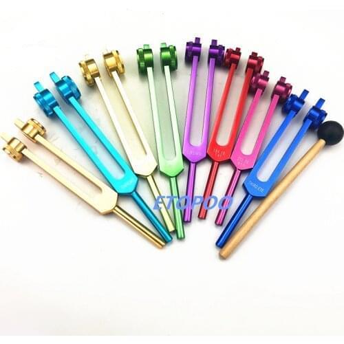8 colors Indian Chakra Tuner tuning fork ROOT 194.18HZ HEART 136.1HZ SOUL PURPOSE 272.20HZ CROWN 172.06HZ