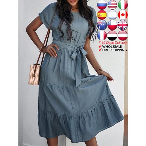 ATUENDO Blue Summer Dresses