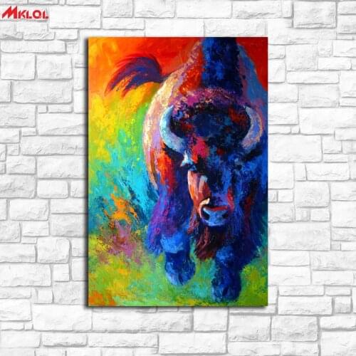 Large Wall Art, Bison, Restaurant study Bedroom Decor Wall oil Painting Print Nice wall picture for living room no frame colour