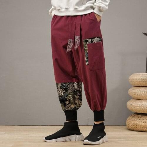 New Men Vintage Casual Cargo Pants 2021 Autumn Embroidery Fashion Hip Hop Joggers Male Harem Pants Oversize Loose Trousers