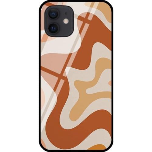 Retro Liquid Swirl Abstract Terracotta Tones Phone Cover For iPhone 11 12 Pro Max XS XR 6S 7 8 Plus SE 2020 Tempered Glass Case