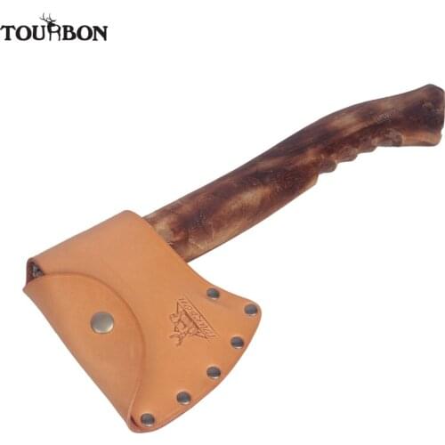 Tourbon Hunting Accessories Axe Hatchet Cover Ax Blade Head Sheath Case Pouch Belt Holster Genuine Leather Khaki