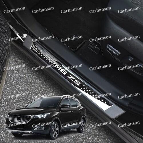 For Mg Zs EV Accessories Door Sill Pedal Cover 2020 Car Scuff Plate Trim Auto Protector Styling Sticker 2019 2016 2018 2017 2021