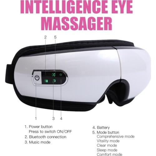 Double Airbag Electric Eye Massager Bluetooth Music Smart Air Pressure Massager Five Modes Infrared Heating Massage Glasses