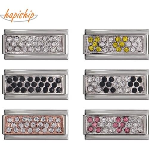Hapiship Top Newest Style Dazzling Color Rhinestone Italian Charm Fit 9mm Bracelet Bangle Stainless Steel DIY Making DJ212