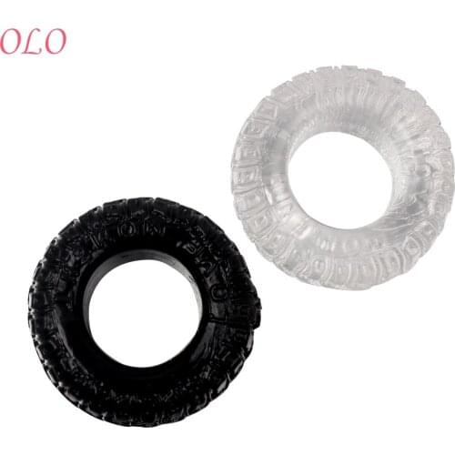 IKOKY Cock Rings Silicone Sex toys for Men Tire Type Delay Ejaculation 2Pcs/Set Black/Transparent Penis Rings Adults products