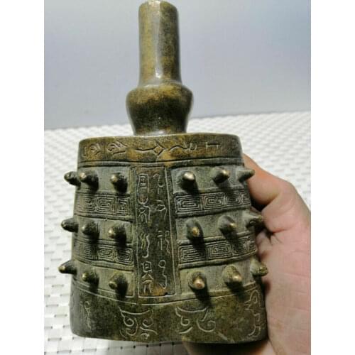 Chinese Folk Old Bronzes Old Musical Instrument of Copper Flat Bell Home Accessories Desk Decoration Collection Ornaments