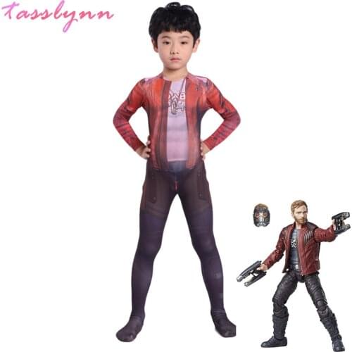 Movie & TV Guardians of The Galaxy Peter Jason Quill Star-Lord Cosplay Costumes Zentai Jumpsuits for Boys Superhero Cosplay