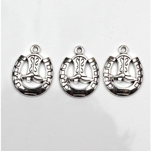 6pcs Charms western cowboy boots 18*24mm Antique Tibetan Silver Pendant Finding Accessories DIY Vintage Choker Necklace Handmade