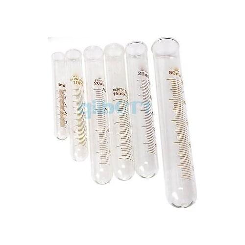 Lot(5) 100ml Lab Glass Test Tube Round Bottom with Scale Line Science Chemistry
