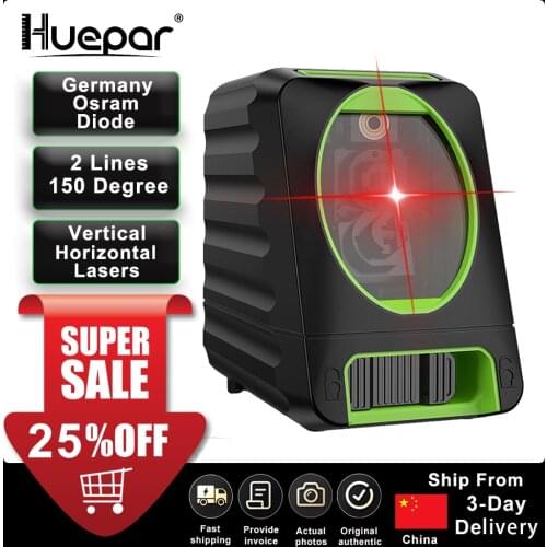 Huepar Red Beam Cross Line Laser Level 150/130 Degree Vertical/Horizontal Lasers 635nm Self-leveling Nivel Laser Diagnostic Tool