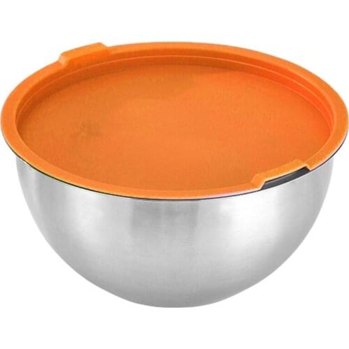 Stainless Steel Mixing Bowl with Colorful Silicone Airtight Lid Thicken Metal Salad Bowls for Kitchen Cooking Baking Serving