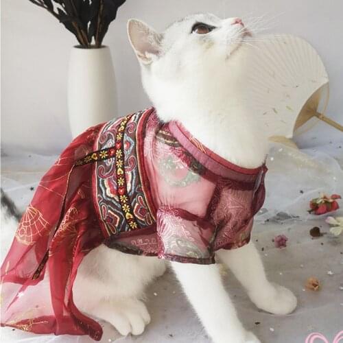Lovely sweet ancient Chinese pet hanfu cat outfit dress dog clothes dress pet supplies clothes cat product kitten clothes