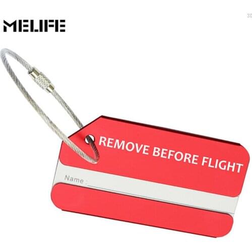 MELIFE Mini Rectangle Aluminium Sport bag Tags REMOVE BEFORE FLIGHT Climbing Accessories ID card Tags Suitcase Address Label