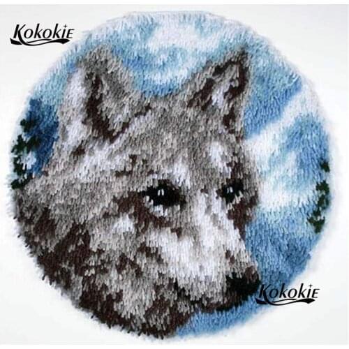 Latch hook kits rug tapestry kits diy tapijt printed canvas wolf Handmade crochet tapis needle for carpet handwerken knooppakket
