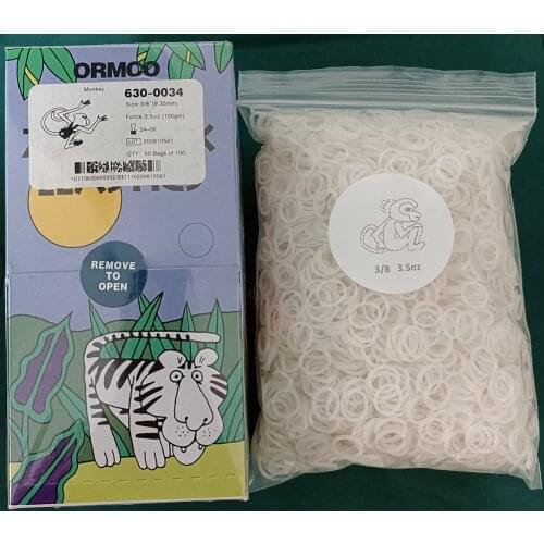 ORMCO Z-pak Elastics Dental Orthodontic Elastic Ties Clear Retainer Invisable Aligner 3.5OZ 3/8” Monkey ZOO Bands 5000Pis