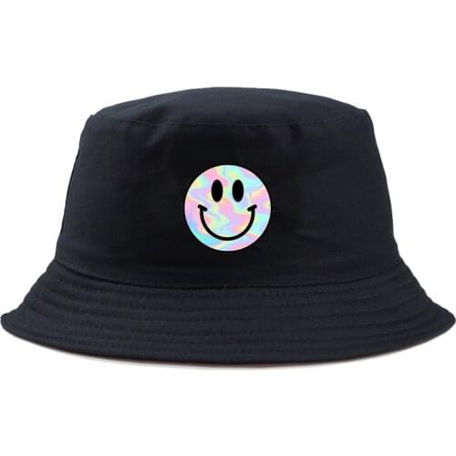Casual bucket hats Yellow Smiley Face print Fisherman Hat For Women Men Fashion Outdoor Friends Visor Sun Basin Hats panama cap