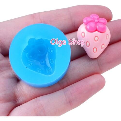 SYL106 22.3mm x 18.1mm Strawberry Silicone Mold Fondant Cake Decoration Candy Resin Clay DIY Earrings Necklace Miniaturesweets