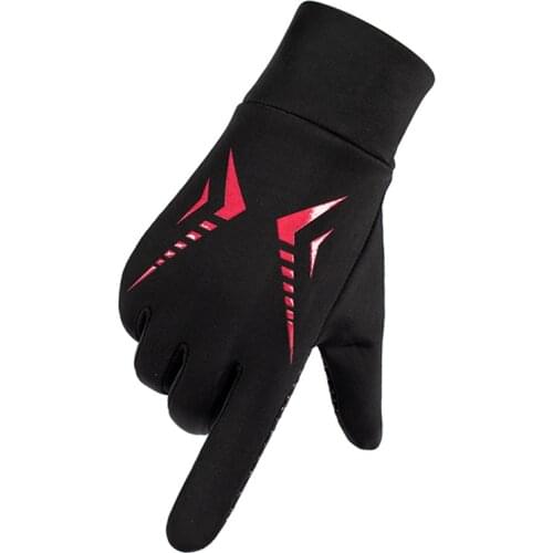 Sports Gloves Winter Full Finger Waterproof Plus Velvet Warm Windproof Unisex Outdoor Hiking And Cycling Printed Gloves