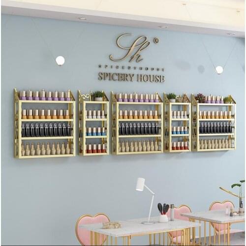 Nail art shelf display rack net red beauty salon cosmetics storage wall nail polish wall pen glue shelf
