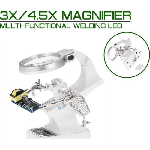 Welding LED 3X/4.5X Multi-functional Magnifier Alligator Clip Holder Clamp Helping Hand Soldering Mgnifying Repair Tool