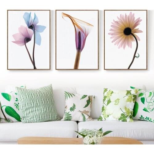Fresh And Simple Transparent Watercolour Flowers Plant Canvas Painting Printing Poster Wall Art Pictures House Decoration