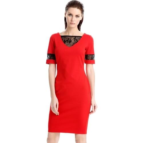 Women Dresses New Fashion 2018 Elegant Lace V-neck Short Sleeve Vintage Pencil Party Cocktail Business Dresses