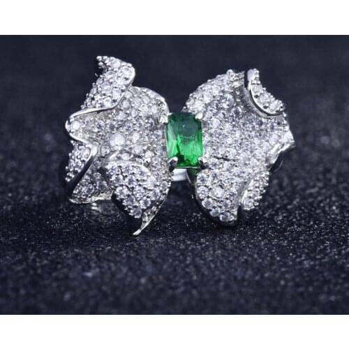 Elegant Delicate Bow Emerald Vintage Woman Ring Fashion Banquet Party Gemstone Rings Jewelry Romantic Valentines Day Gifts