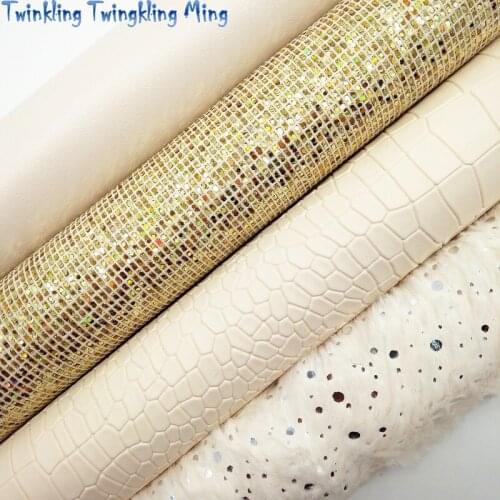 Gold Glitter Fabric, Immitation fur with Gold Dots, Synthetic Leather Fabric Sheets For Bow A4 21x29CM Twinkling Ming XM716