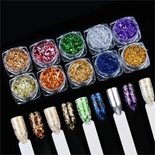 1pcs Colorful Platinum Silk Foils Nail Flake Glitter Tips 3D Manicure Nail Art Decor Gold Silver 10 Color Sequins for Nails 1 PC