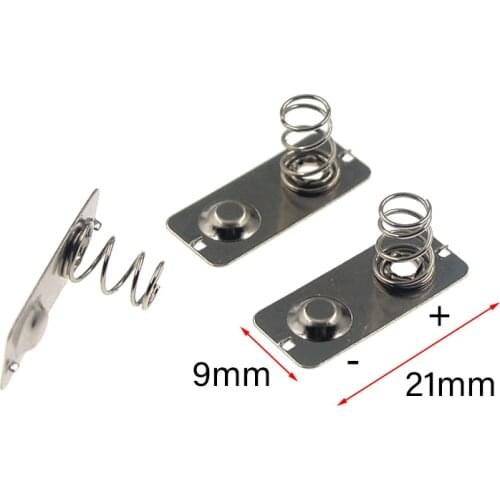 10pcs/ 21x9mm - + Replacement Metal Batteries Spring Contact Plate Silver Unidirectional slot For AA AAA Battery case