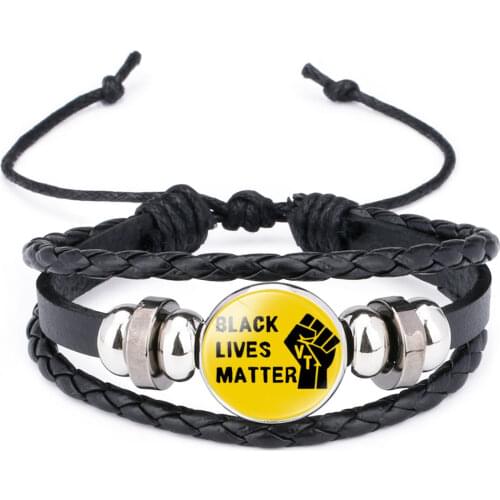 10PC Black Lives Matter I have a Dream I Can't Breathe Leather Glass Cabochon Charm Bracelet Women For Men Bracelets Jewelry