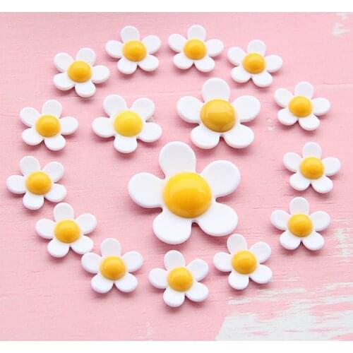 10Pcs/Set Acrylic Yellow Heart Five Petal Flower Craft Jewelry Making Material Creative DIY Mobile Phone Shell Accessories
