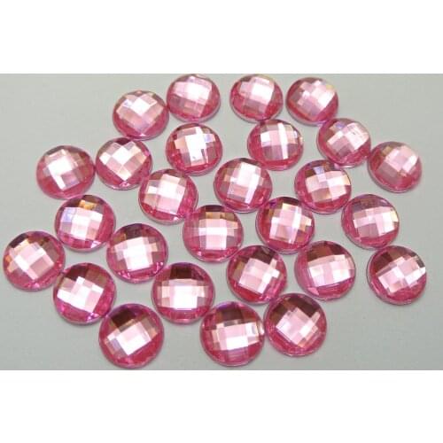 200 Pink Acrylic Flatback Faceted Round Rhinestone Gems 10mm No Hole
